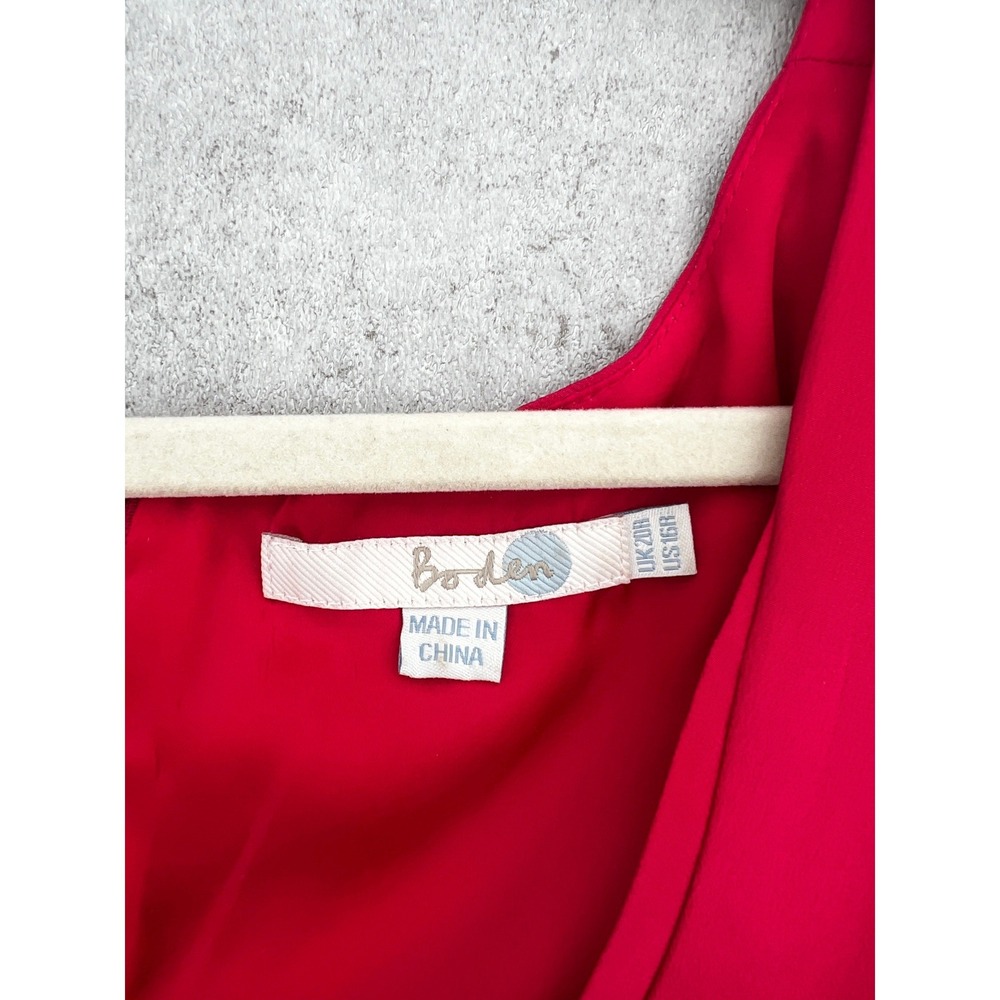 Boden Red 100% Silk‎ V-Neck Empire Waist Cocktail Party Dress Midi US 16R - Picture 3 of 6